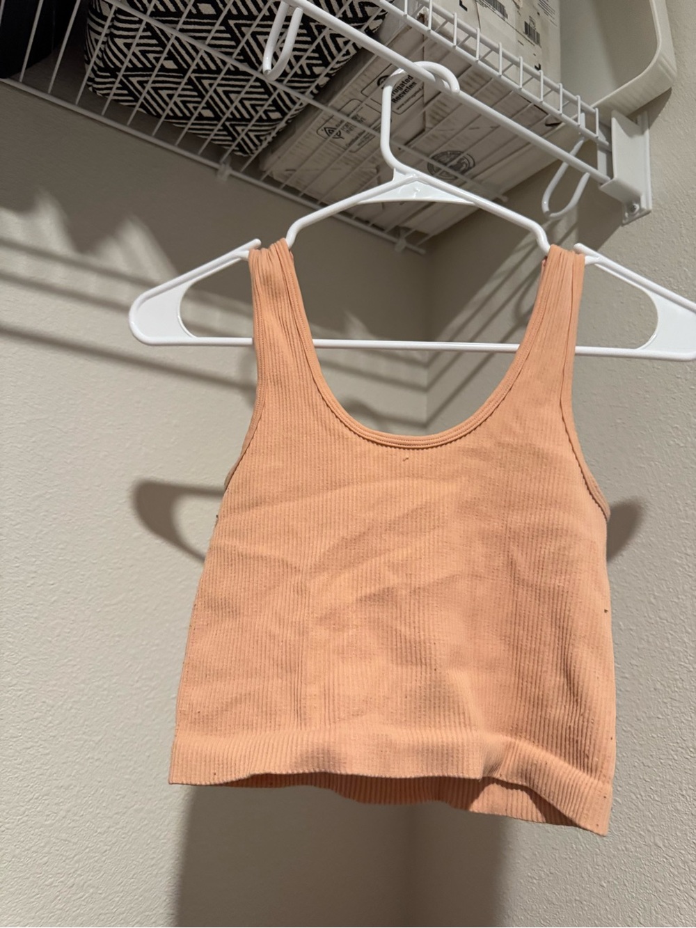 BKE Peach Ribbed Cropped Tank - Picture 2 of 3
